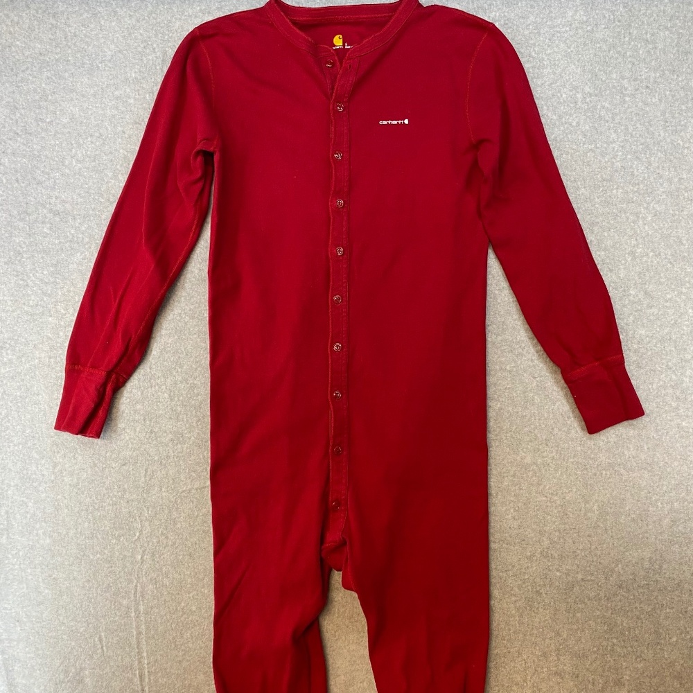 Carhartt Mens L Red Long Sleeve Thermal Union Suit One Piece Long John Pajamas